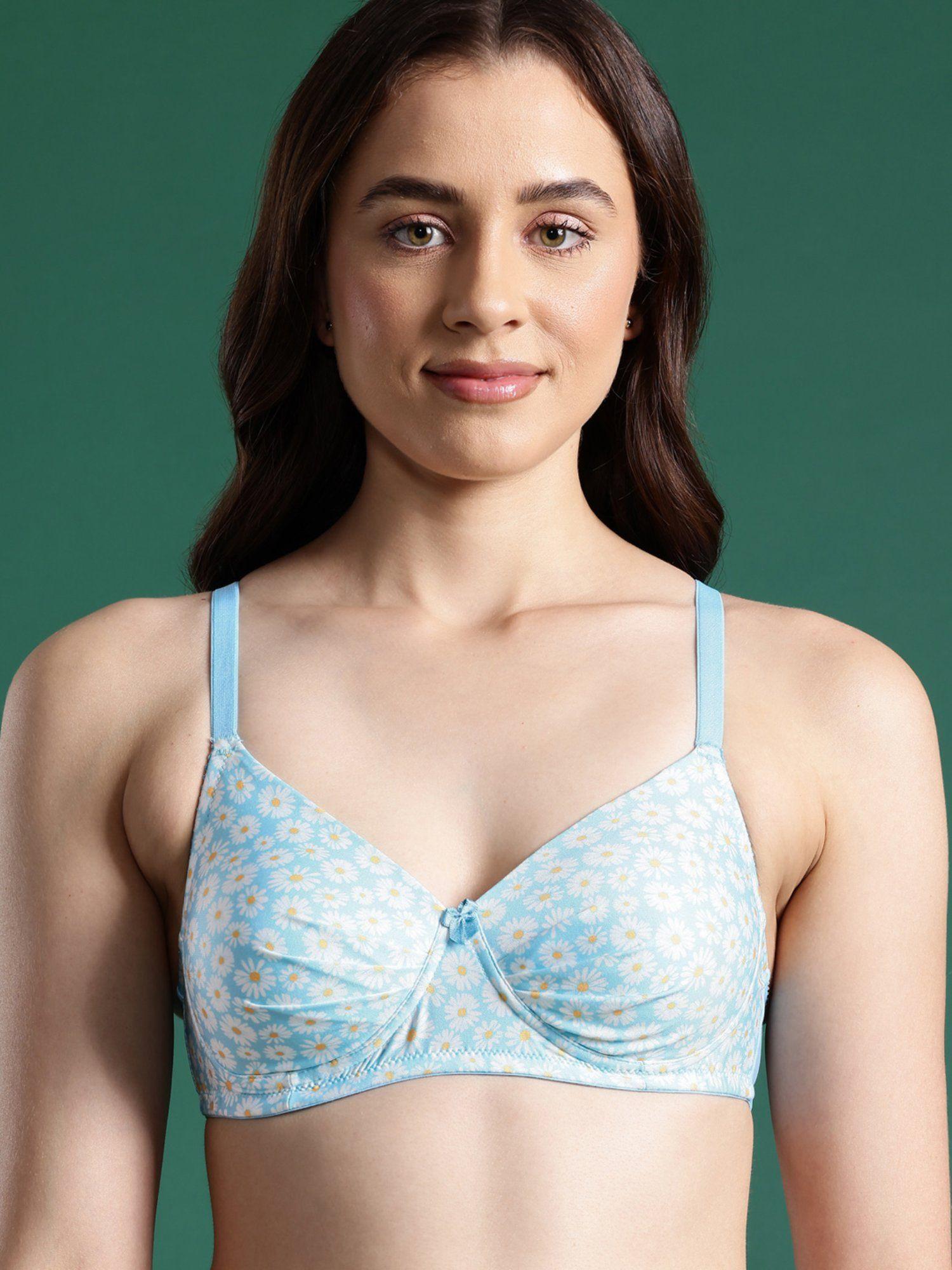 lightly padded floral t-shirt bra turquoise