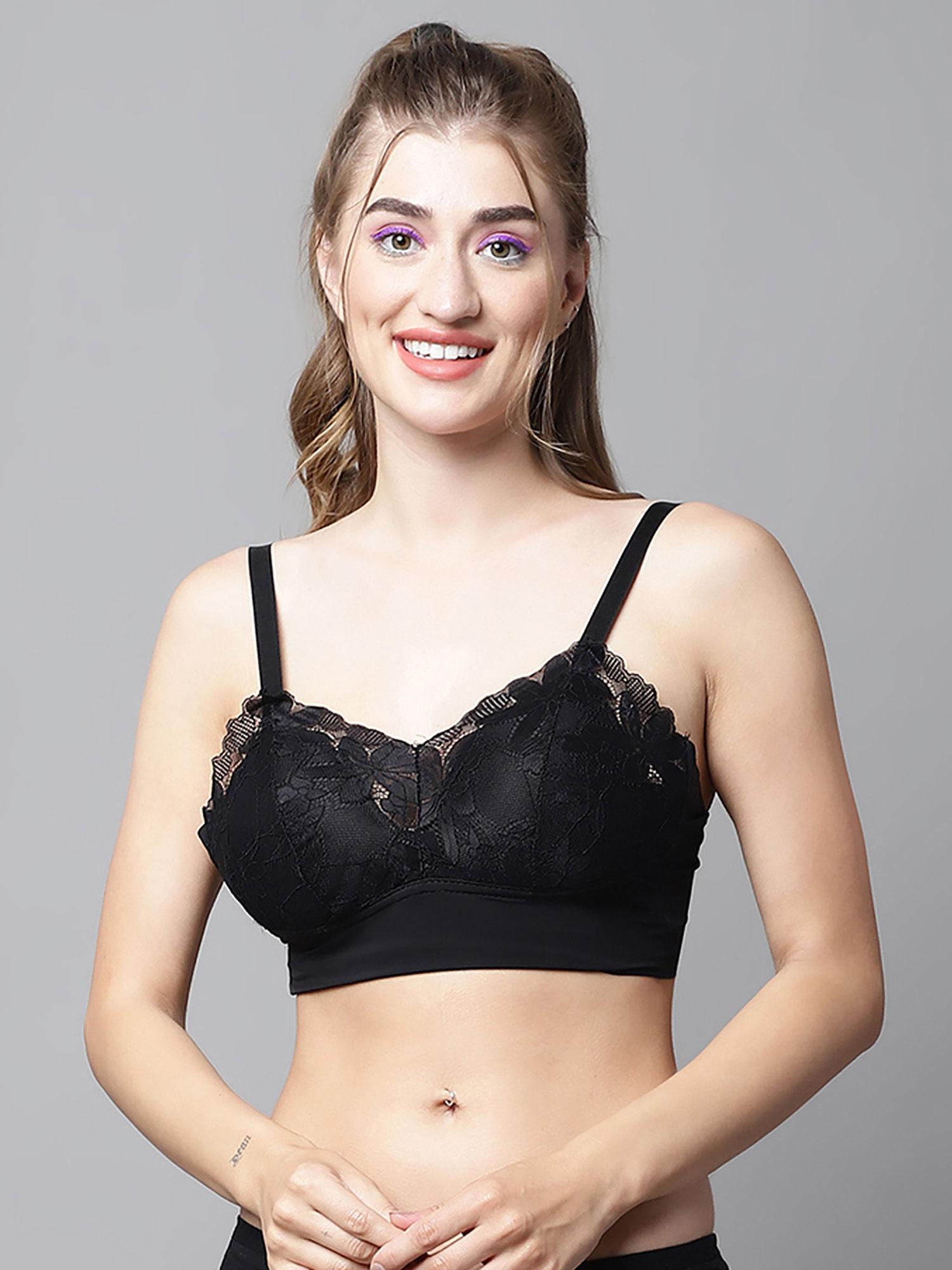 lightly padded non-wired floral lace partywear bralette bra