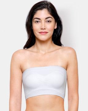 lightly-padded non-wired tube bra with ribbed hem