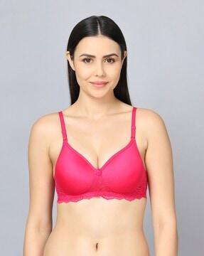 lightly padded seamless lace bra