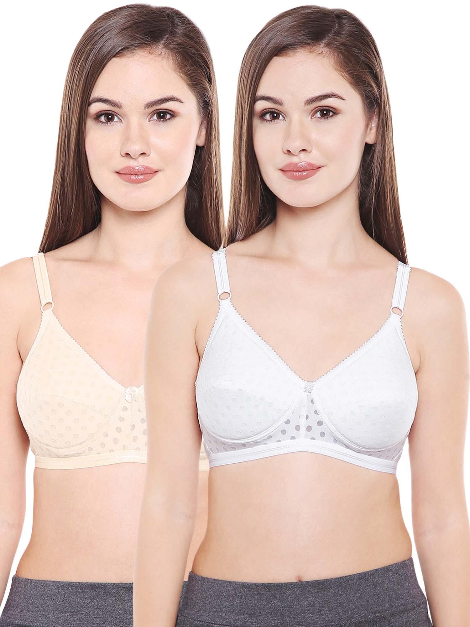 lightly padded t-shirt bra in skin-white color - pack of 2