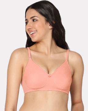 lightly-padded t-shirt bra with floral applique