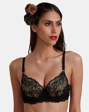 lightly-padded t-shirt bra with lace detail
