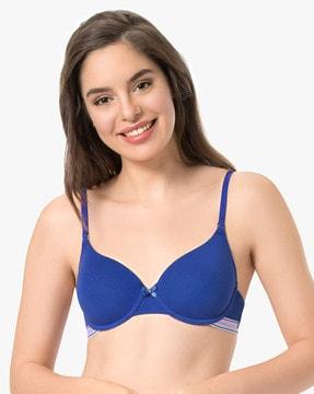 lightly-padded wired full coverage seamless sassy stripes t-shirt bra - eb011