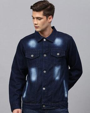 lightly wash jacket with flap pockets