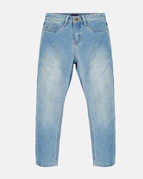 lightly-washed stretchable jeans