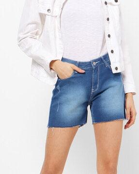 lightly washed & distressed shorts
