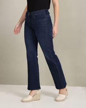 lightly washed bootcut jeans