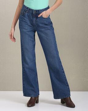 lightly washed bootcut jeans