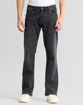 lightly washed bootcut jeans