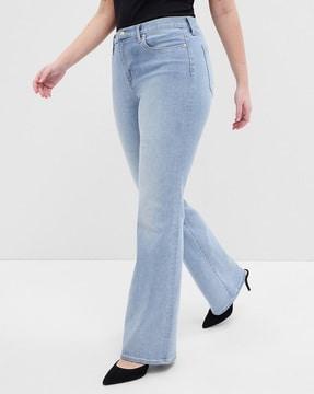 lightly washed bootcut jeans