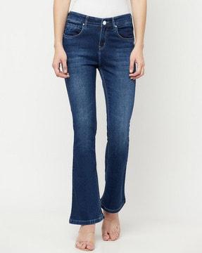 lightly washed bootcut slim fit jeans