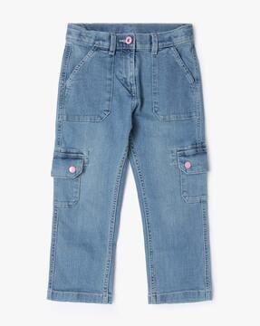 lightly washed cargo jeans