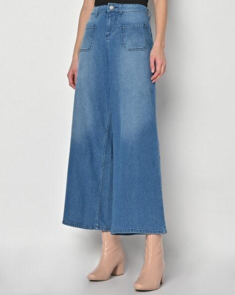 lightly washed culottes with patch pockets