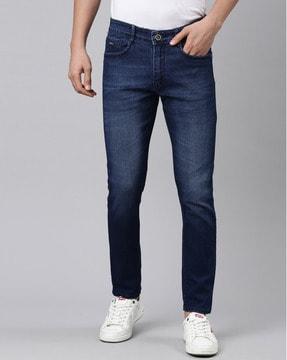 lightly washed demin slim jeans