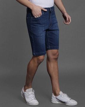 lightly washed denim bermudas