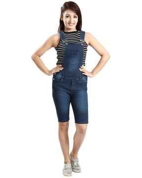 lightly washed denim dungaree