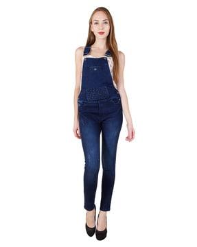 lightly washed denim dungaree