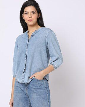 lightly washed denim shirt