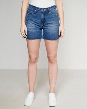 lightly washed denim shorts