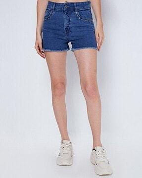 lightly washed denim shorts