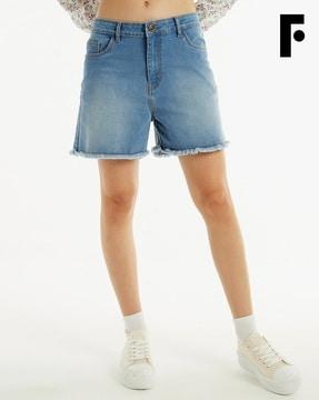 lightly washed denim shorts