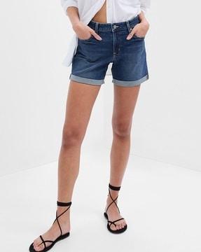 lightly washed denim shorts