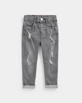 lightly washed distressed jeans