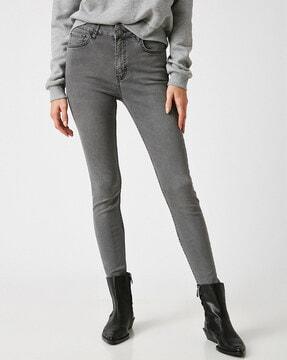 lightly washed high-rise skinny fit jeans