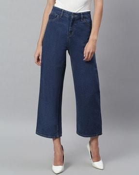 lightly washed high-rise straight fit jeans