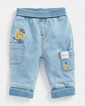 lightly washed jeans with applique