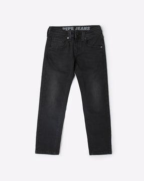 lightly washed jeans with insert pockets