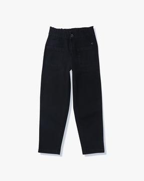 lightly washed jeans with patch pockets