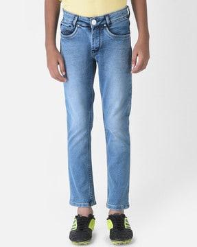 lightly-washed jeans
