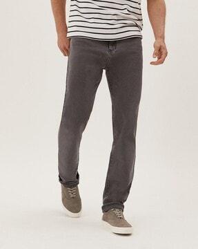 lightly washed mid-rise relaxed jeans