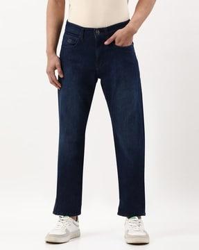 lightly washed regular fit jeans