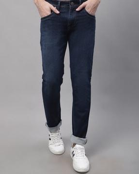lightly washed relaxed fit jeans