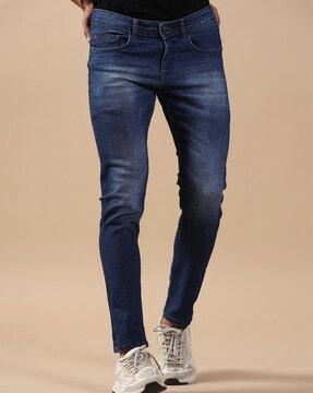 lightly washed relaxed fit jeans