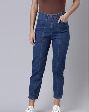 lightly washed relaxed fit jeans