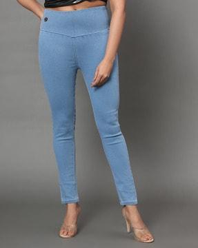 lightly washed relaxed fit jeggings