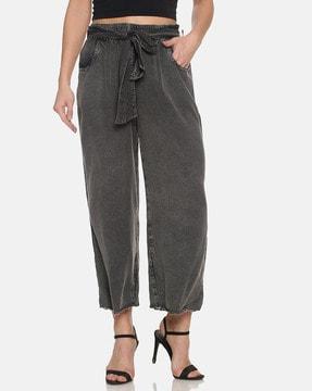 lightly washed relaxed fit trousers