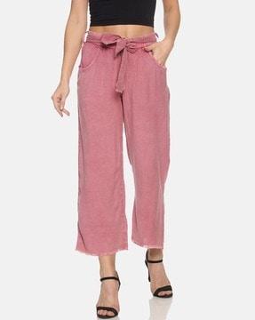 lightly washed relaxed fit trousers