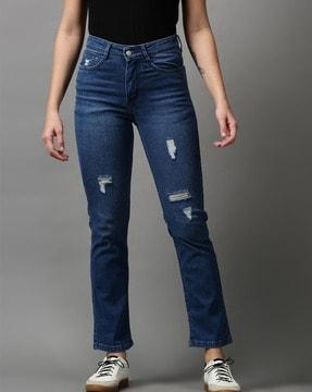 lightly washed relaxed jeans
