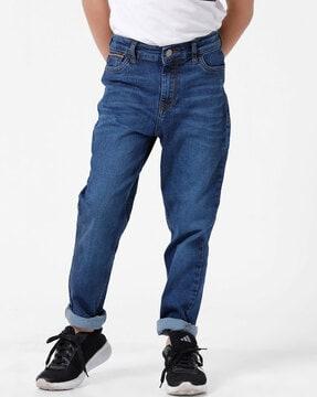 lightly washed relaxed jeans