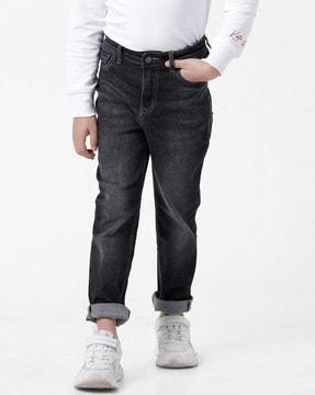 lightly washed relaxed jeans