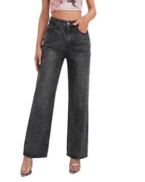 lightly washed relaxed jeans