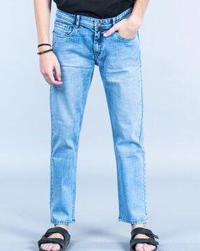 lightly washed relaxed jeans