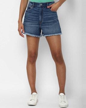 lightly washed shorts with distressed hem