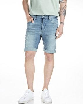 lightly washed shorts with distressing