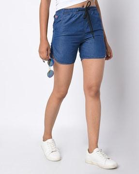 lightly-washed shorts with insert pockets